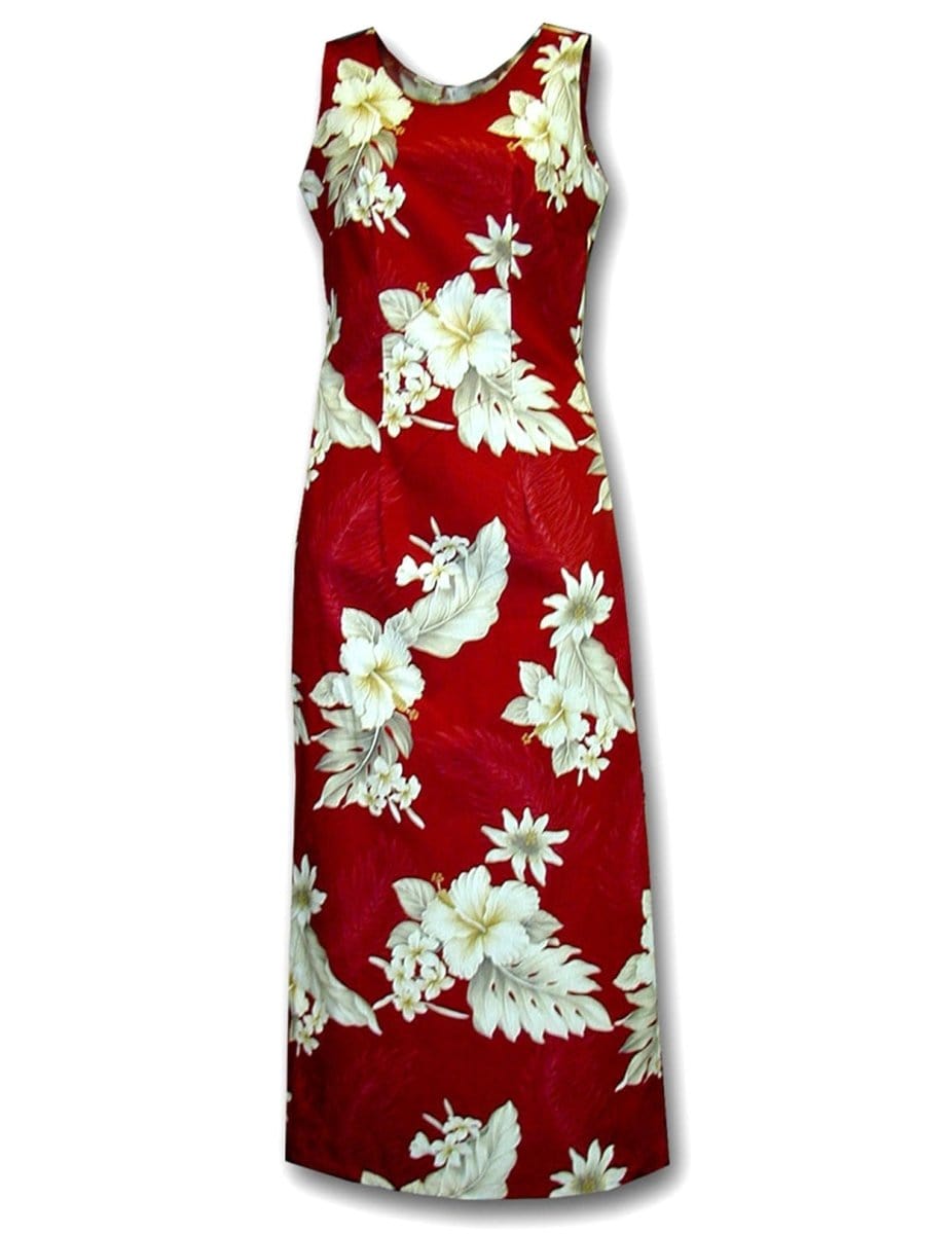 Cocktail Maxi Hawaiian Dress Lanai Red / S Cocktail Maxi Hawaiian Dress Lanai Red / S