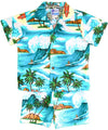 Cool Waves Toddler Boy's Hawaiian Clothes Set Teal