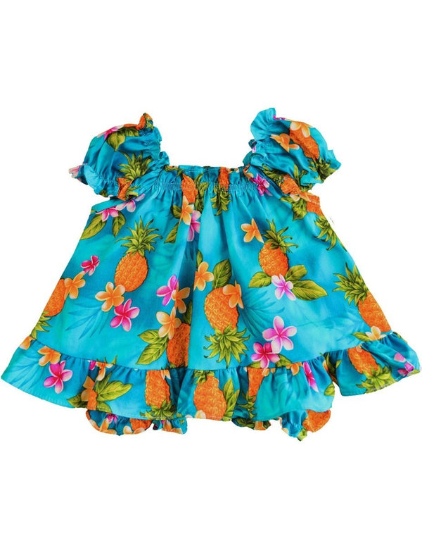 Cute Pineapples Baby Clothes 2 Piece Capri Set Turquoise