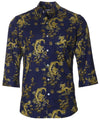 Dragon Tales 3/4 Sleeves Hawaiian Shirt Navy