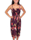Fern Hibiscus Smock Dress Purple Purple Fits XS to XL (2-16) Two Palms