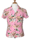 Classic Orchids Rayon Hawaiian Womens Blouse Pink KY