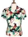 Women's Hawaiian Shirt Watercolor Makawao Forest Red KY