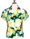 Women's Hawaiian Shirt Watercolor Makawao Forest Yellow KY