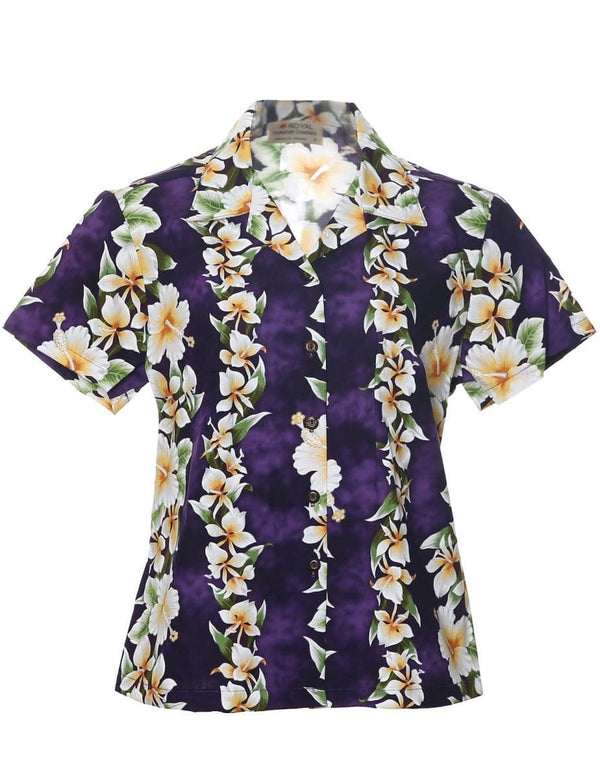 Fitted Hawaiian Shirt for Women Luana Purple