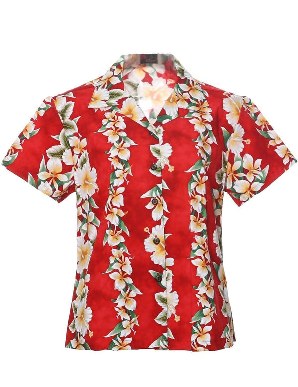 Fitted Hawaiian Shirt for Women Luana Red
