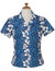 Fitted Hawaiian Blouse Hibiscus Leis Blue KY