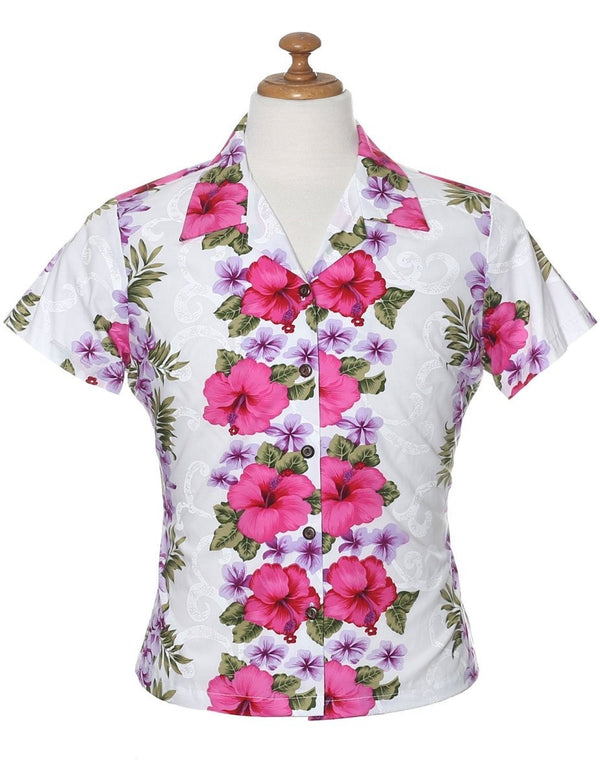 Fitted Women Summer Shirt Big Island White White Two Palms