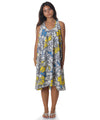Watercolors Plumeria Sleeveless Float Short Dress White Mae Young Designs