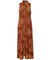 Front Button Maxi Hawaiian Dress Shirt Collar TRIBAL Rust
