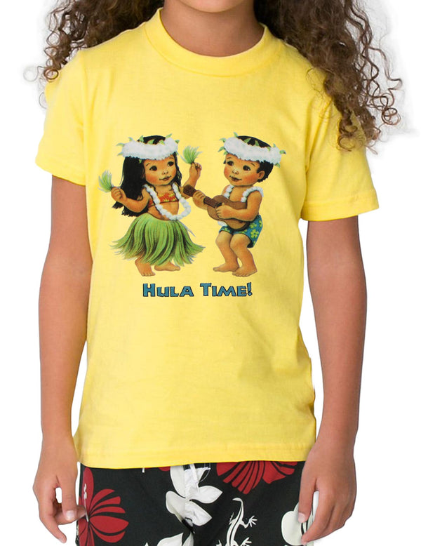 Hula Time Kids T-Shirt Yellow Shaka Time Hawaii