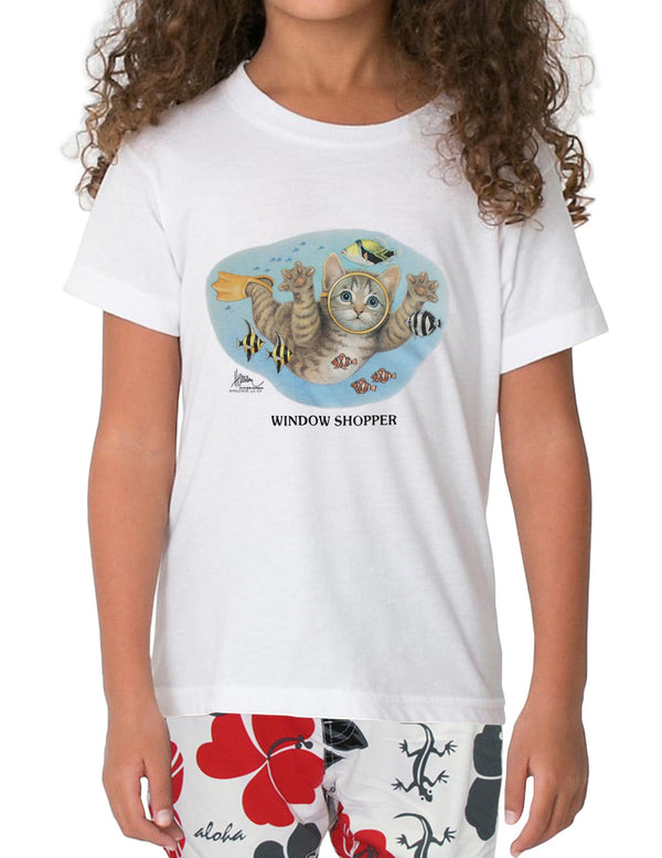 Kids T-Shirts Kitty Ocean Diver White
