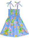 Girls Dress Paradise Orchids Smock Top Sky Blue