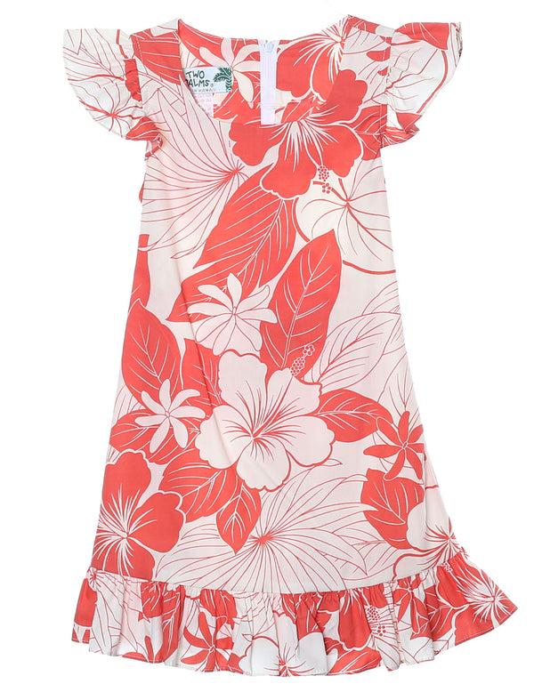 Girls Hawaiian Dress Lanai Adventure Coral Two Palms