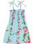 Girls Hawaiian Smock Dress Bamboo Hibiscus Aqua RJC