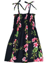 Girls Hawaiian Smock Dress Bamboo Hibiscus Black RJC