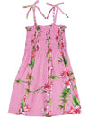 Girls Hawaiian Smock Dress Bamboo Hibiscus Pink RJC
