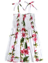 Girls Hawaiian Smock Dress Bamboo Hibiscus White RJC