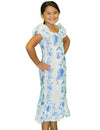 Ruffled Muumuu Dress for Girls White Royal Blue Haku Laape