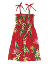 Smocked Top Girls Hawaiian Dress Birds of Paradise Red