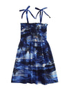 Girls Smock Dress Island Sunset Paradise Blue
