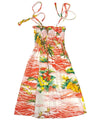 Girls Smock Top Hawaiian Dress Ocean Coral