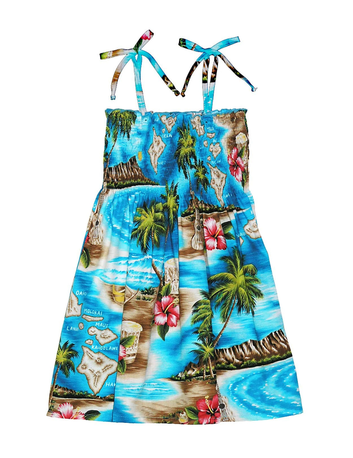 tropical party dresses Girls Tube Top Smock Dress Hawaiian Polynesian – Shaka Time Hawaii