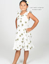 Girls Spanish Dress Palm Trees White