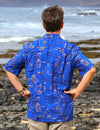 Golden Vintage Shirt Royal Blue Two Palms