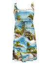 Hana Hou Adjustable Empire Waist Aloha Dress Blue