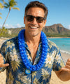 Blue Hawaii Silk Flower Lei Blue