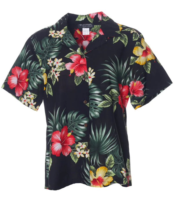Women's Camp Hawaiian Shirt Lihue Hibiscus