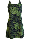 Hawaiian Dress A-Line Back Cutout Tribal Punaluu Green
