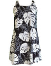 Hawaiian Dress A-Line Back Cutout Tropical Monstera Silver
