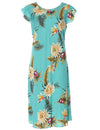 Hawaiian Dress w/ Sleeves Island Ceres Knee Length Green Two Palms