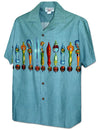 Hawaiian On-Tap Beer Aloha Chest Border Shirt Light Blue Pacific Legends