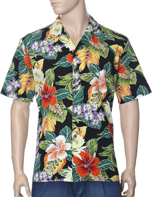 Tropical Forest Mirage Aloha Shirt Black Pacific Legends