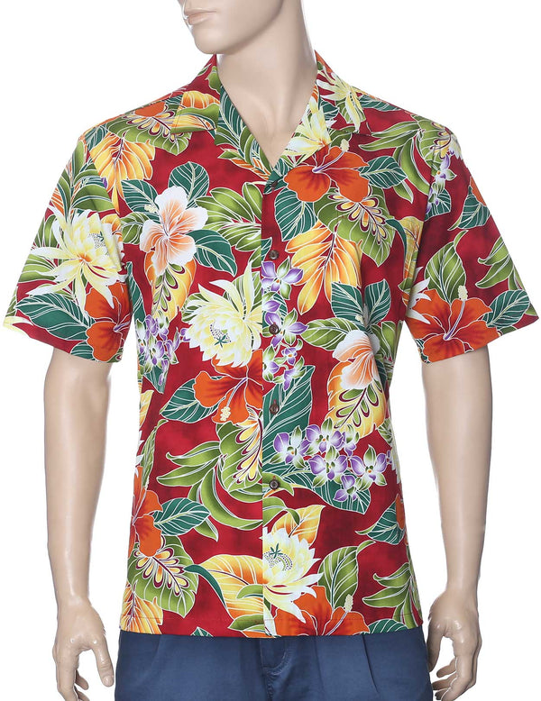 Tropical Forest Mirage Aloha Shirt Red Pacific Legends
