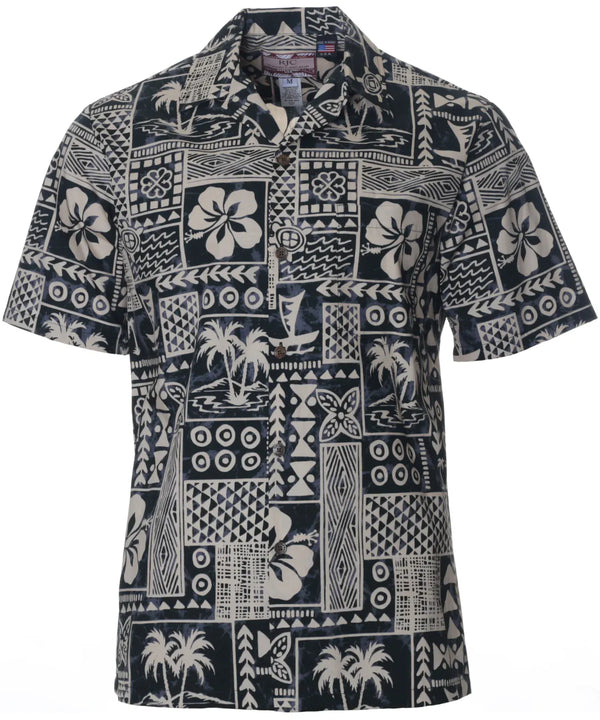 Island Heritage Tribal Hawaiian Shirt Black
