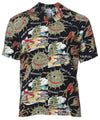 Hawaiian Shirt Hula Hat Black Two Palms