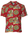 Hawaiian Shirt Hula Hat Red Two Palms