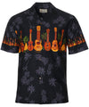 Hawaiian Shirt Ukuleles Pineapples Tropic Chestband Black