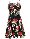 Heliconia Paradise Spaghetti Straps Short Dress Black