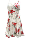 Heliconia Paradise Spaghetti Straps Short Dress Cream