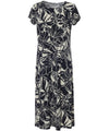 Hibiscus Knit Dress Maxi Long with Sleeves Black