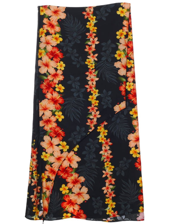Hibiscus Leis Full Size Large Sarong Cover-up Black
