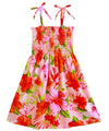 Hibiscus Lulu Girls Flower Hawaiian Dress Coral RJC