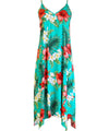 Hibiscus Maxi Spaghetti Dress with Scarf Hem Aqua