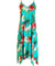 Hibiscus Maxi Spaghetti Dress with Scarf Hem Aqua