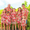 Pineapples and hibiscus flowers matching cotton design Hawaiian clothes for families